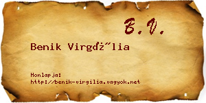Benik Virgília névjegykártya